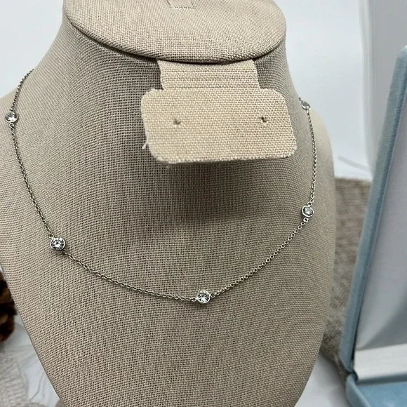 Vintage Epiphany Sterling Silver Diamonique Necklace – 16” - Picture 6 of 11